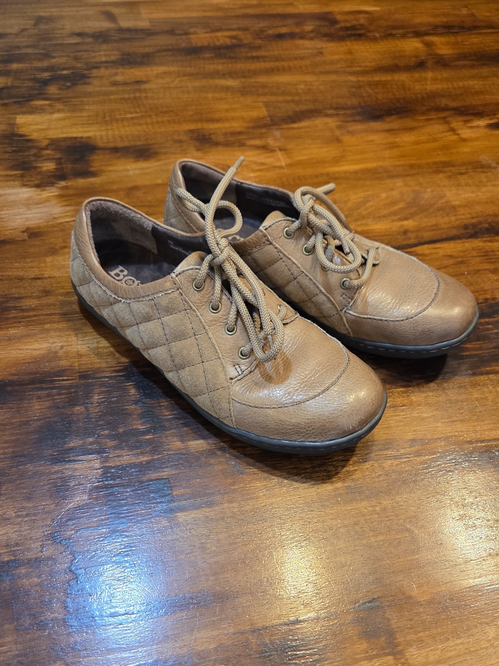 Born Leather Quilted Sneakers SZ 7 Lace Up New without Box Dark Academia Vintage